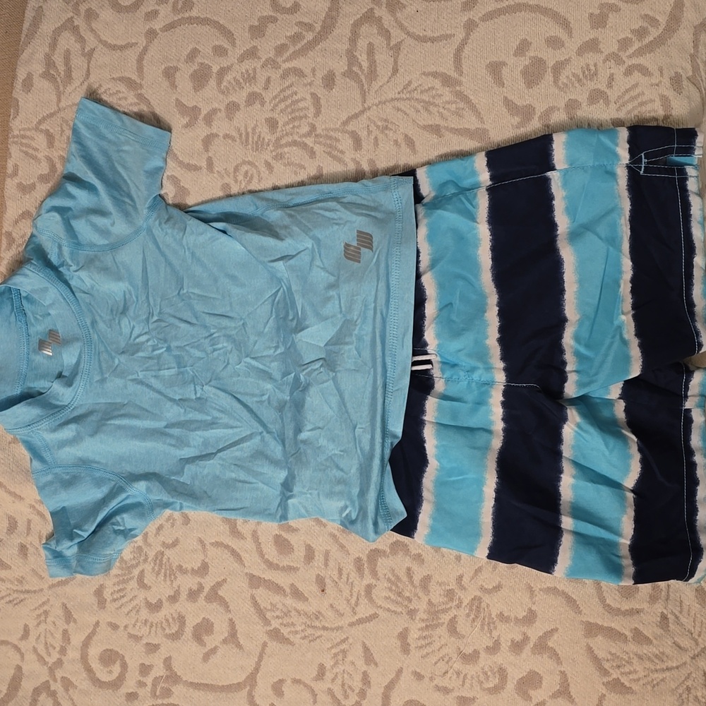 Place Sport Navy and White Striped Swimwear With Tee